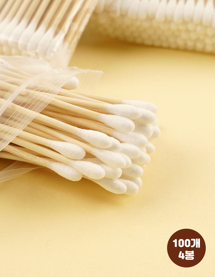 純綿 綿棒 100本×4個 携帯用 ポーチ用